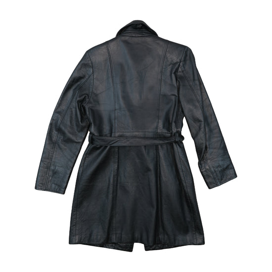Astero Leathers Belted Leather Coat Black XS