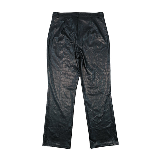 Vintage Straight-Leg Faux Leather Pants Black 44