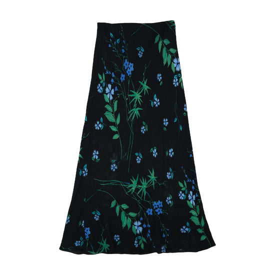 Vintage Floral Maxi Skirt Black