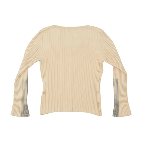 Niki Firenze Ribbed Cardigan Lurex Cuffs Beige
