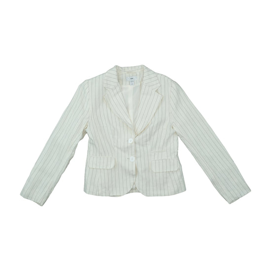 H&M Pinstripe Linen Blazer Cream M