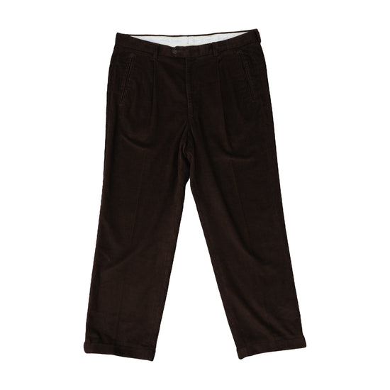 Vintage Corduroy Pleated Trousers Brown XL