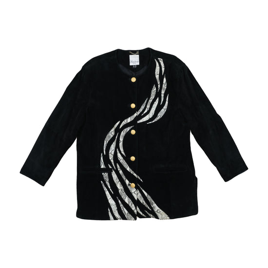 Fair Lady Modell 80s Suede Leather Jacket Snake-Print Black M