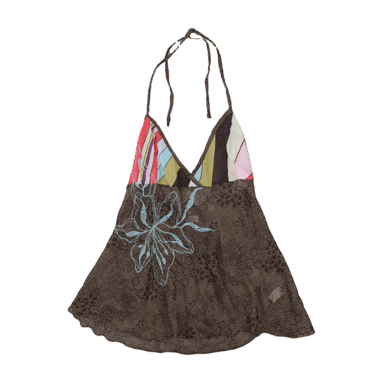 Nolita NYC Silk Halter Camisole Floral Print Brown S