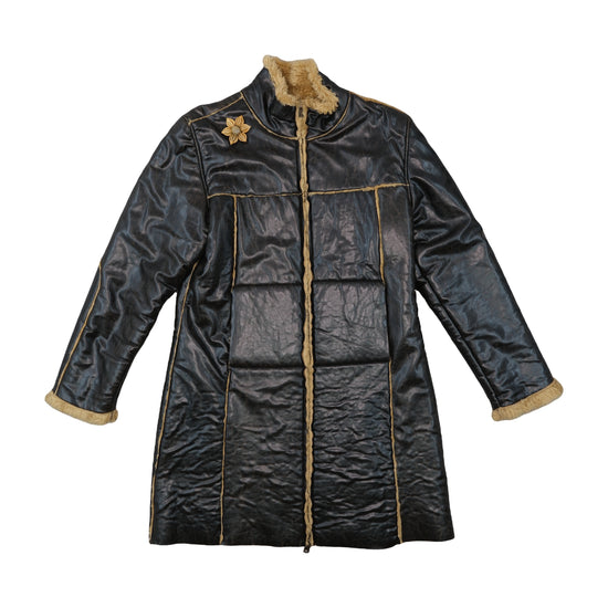 Vintage 1970s Women's Black Coat Italy M