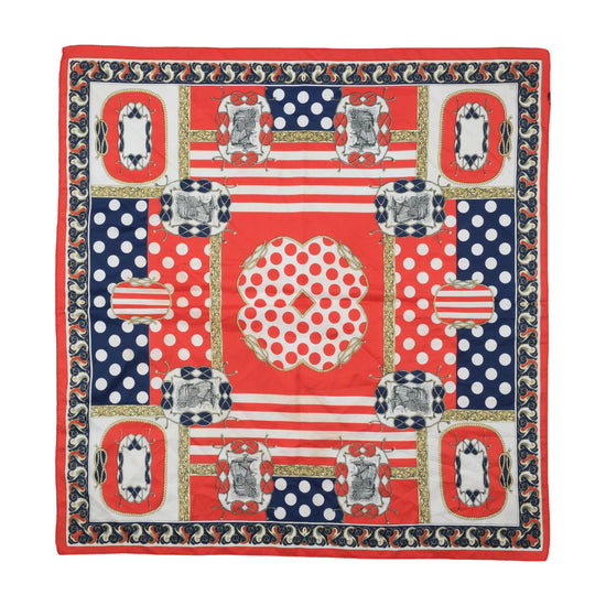 Vintage Nautical Print Scarf Red Navy One Size