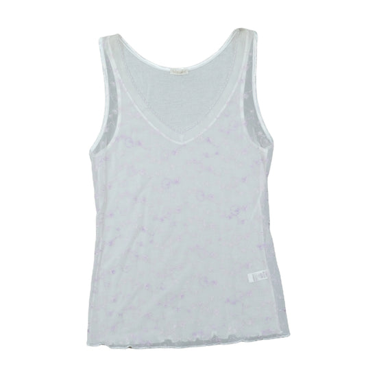 Vajolet Tank Top Floral Mesh Embroidery White M