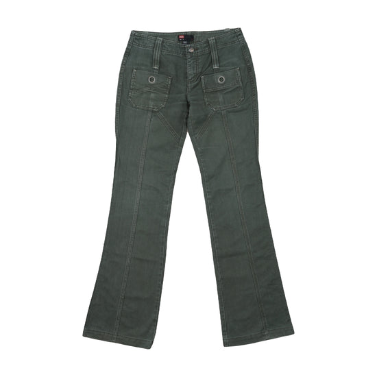 Diesel Low-Rise Flare Pants Faded Army Green S