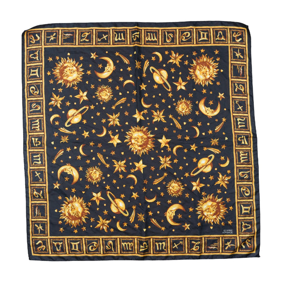 Gianni Versace Zodiac Celestial Silk Scarf Navy