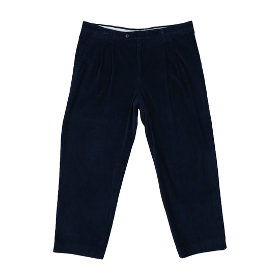 Gerome Casual Sportswear Corduroy Pleated Trousers Navy 2XL