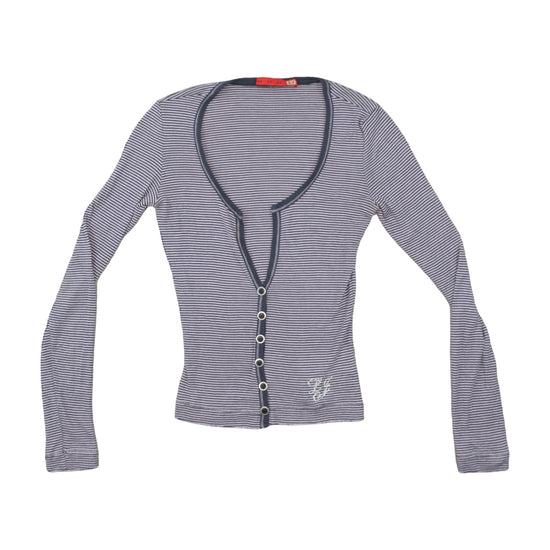 LIU·JO Striped Snap-Button Cardigan Navy