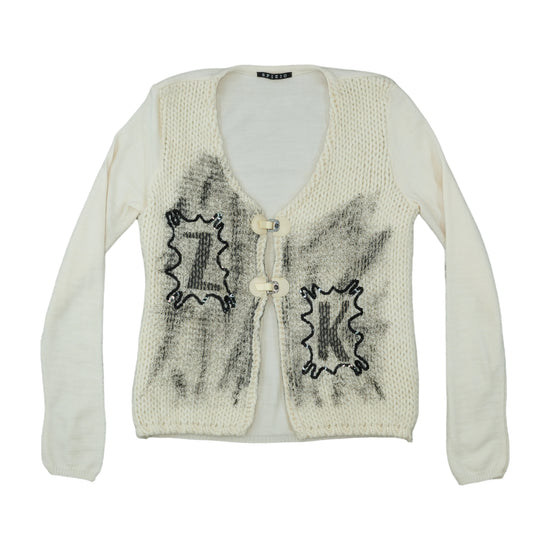 Sfizio Knit Cardigan Abstract Sequin Motif Cream