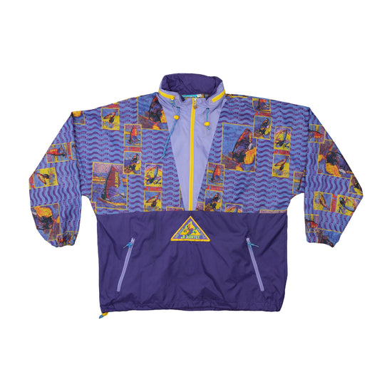 J Jeantex Windbreaker Jacket All-Over Print Purple 2XL