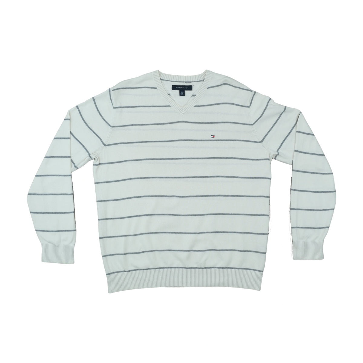 Tommy Hilfiger Striped Cotton Sweater Off-White M