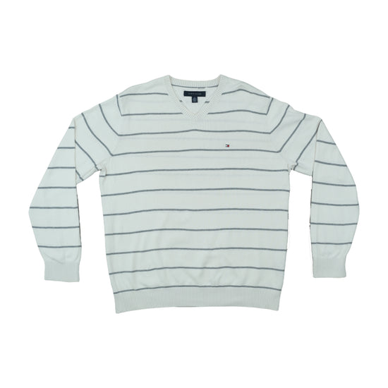 Tommy Hilfiger Striped Cotton Sweater Off-White M