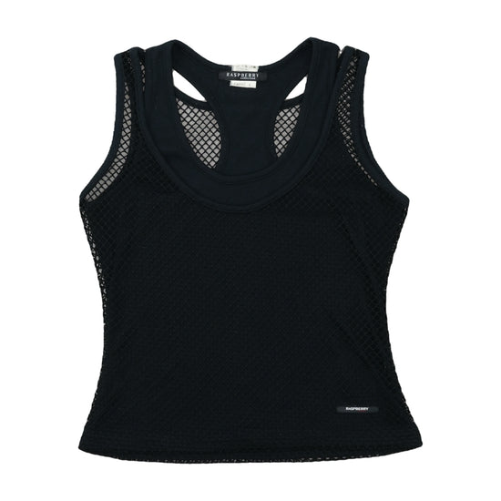 Raspberry Collection Mesh Racerback Tank Top Black XS