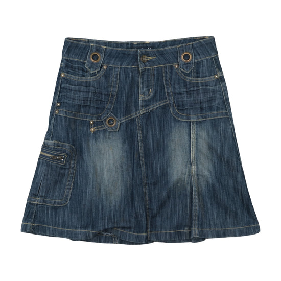 CaiLiNa Different Jeans Denim A-Line Skirt Blue L