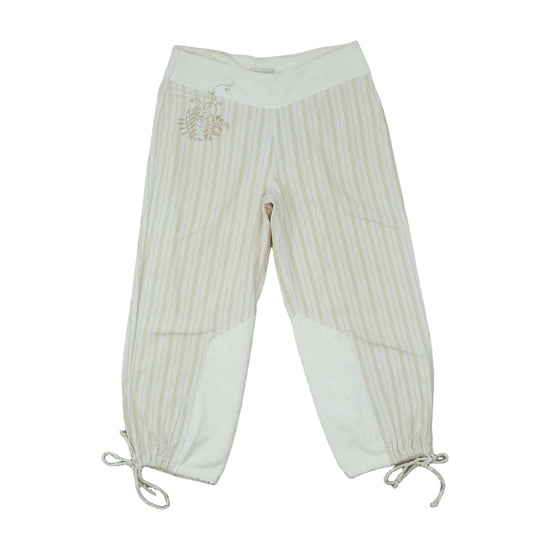 Reper Cropped Linen Pants Striped Beige M