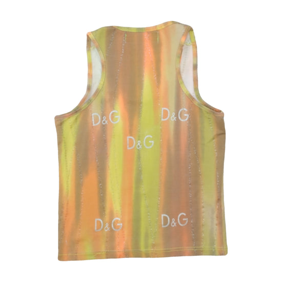 D&G Dolce & Gabbana Holographic Logo Tank Top Gold L