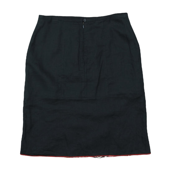 Clio Pencil Skirt Floral Appliqué Border Black S
