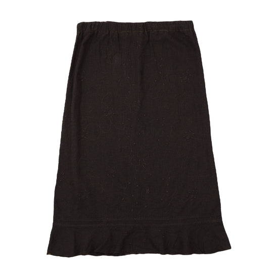 Vintage Embroidered Midi Skirt Espresso Brown S