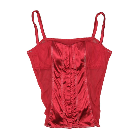 Vintage Y2K Satin Corset Camisole Crimson Red