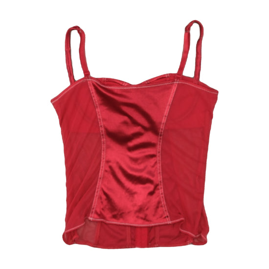 Vintage Y2K Satin Corset Camisole Crimson Red