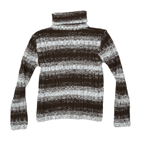 Stelline Turtleneck Sweater Dark Brown White Stripe