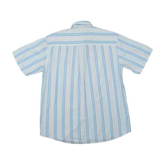 USA Rider Striped Button-Up Shirt Light Blue L