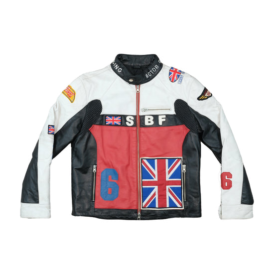 Benzene Junior Leather Jacket Racing Graphics Multicolor M