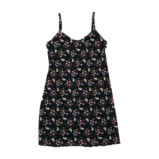 Roman's Y2K Floral Paisley Slip Mini Dress Black S