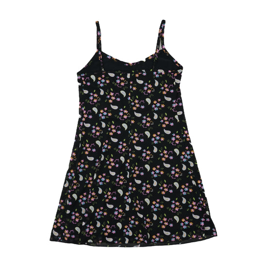 Roman's Y2K Floral Paisley Slip Mini Dress Black S