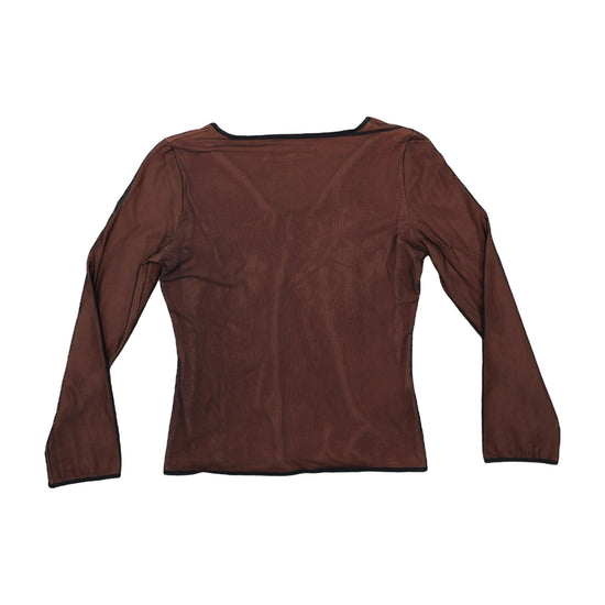 Rossella Falciati Sheer Mesh Long-Sleeve Top Brown XS