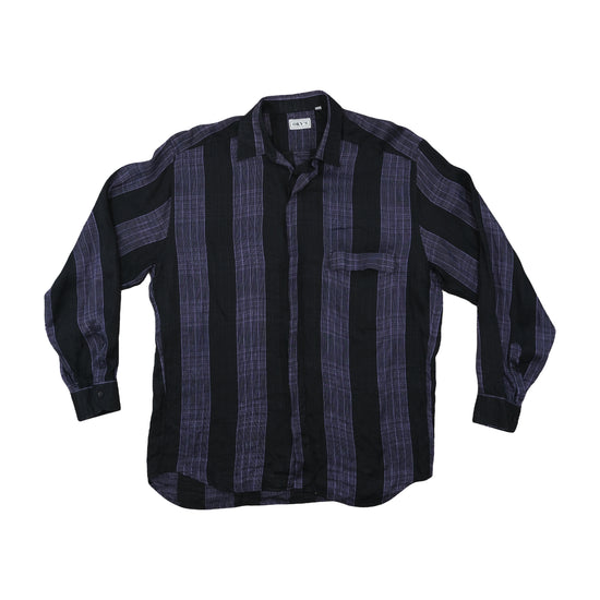 OKY'S Striped Linen Viscose Shirt Black M