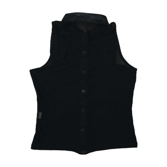 Bleustar Y2K Mesh Satin Blouse Black