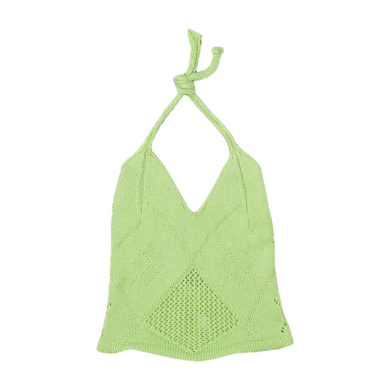 Vintage Halter Crop Top Lime Green