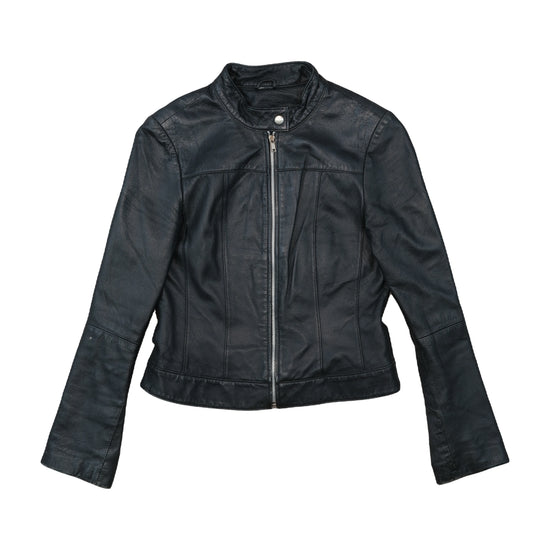 Vintage Leather Biker Jacket Black