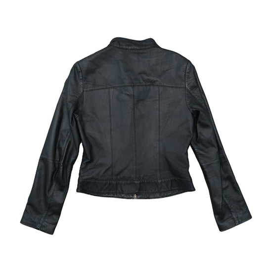 Vintage Leather Biker Jacket Black