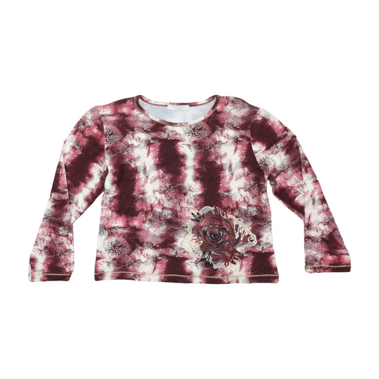 Marisamonti Long-Sleeve Top Tie-Dye Rose Appliqué Purple L