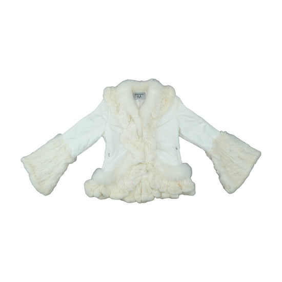 Diego M Quilted Fur Trim Jacket Cream M