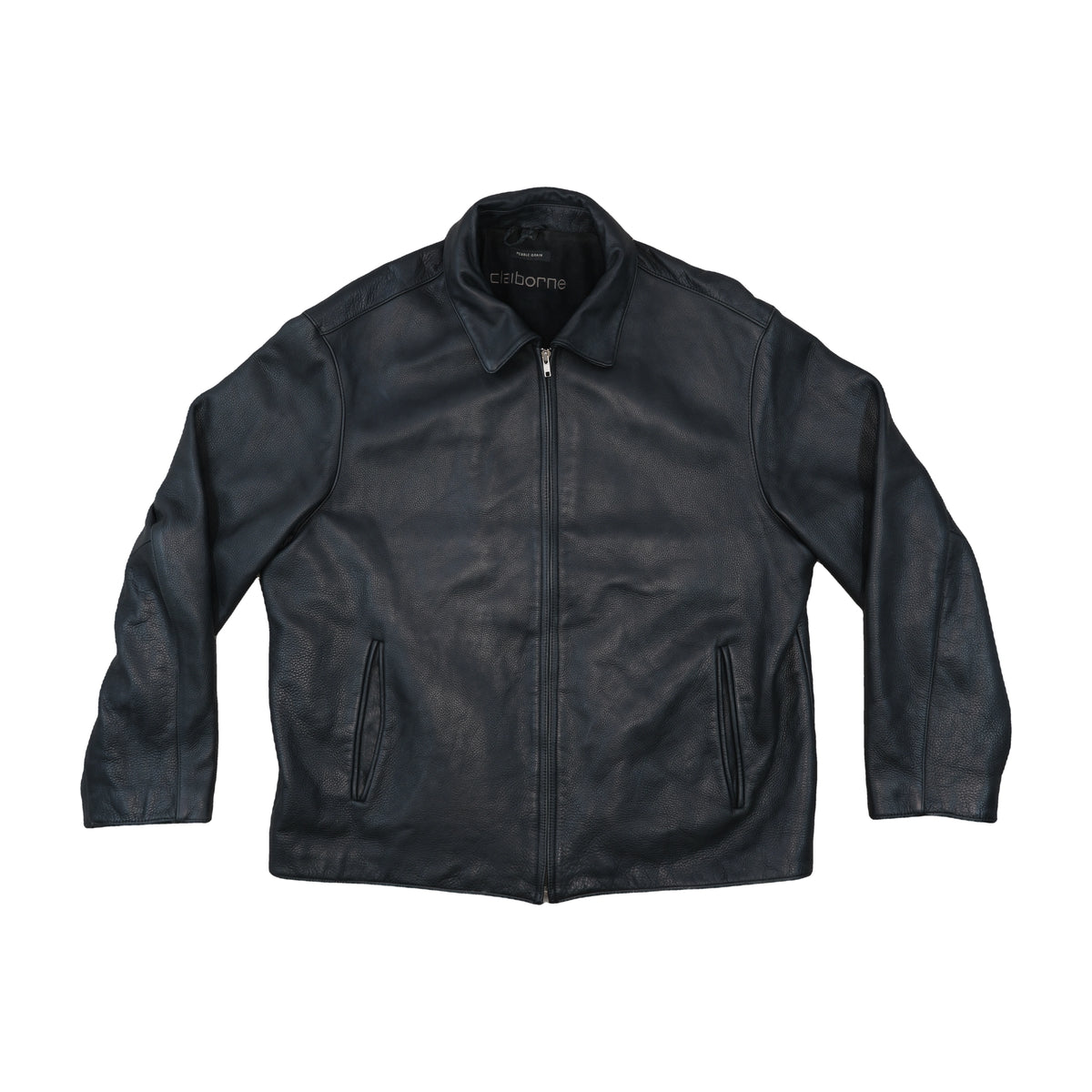 Claiborne Pebble Grain Leather Jacket Black XL