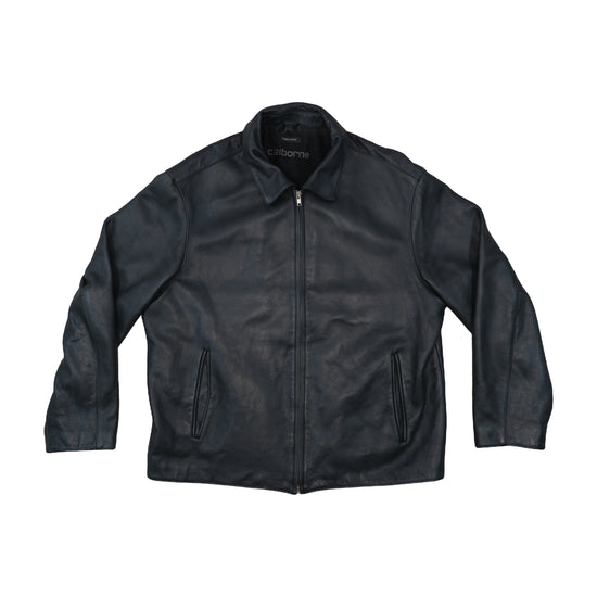 Claiborne Pebble Grain Leather Jacket Black XL