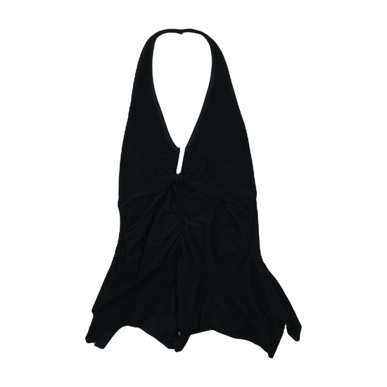 Vintage Halterneck Tank Top Ruched Black