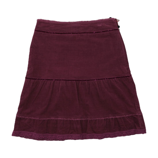Bianca Tiered Corduroy Midi Skirt Deep Plum L