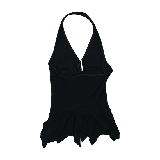 Vintage Halterneck Tank Top Ruched Black