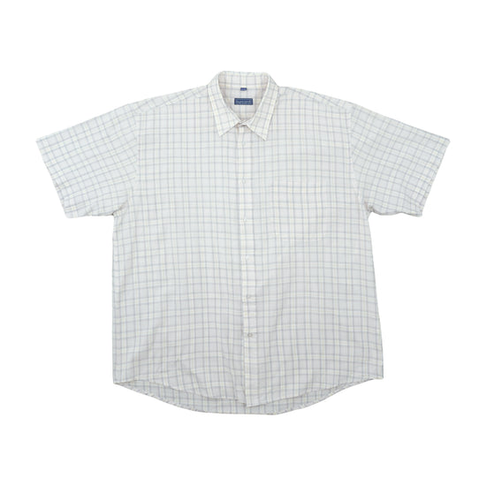 Burcardi Plaid Check Shirt White Blue M