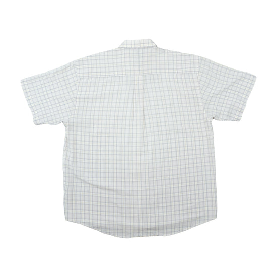Burcardi Plaid Check Shirt White Blue M