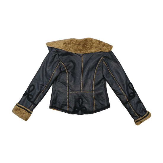 Decollate Fashion Boutique Faux Leather Shearling Jacket Black M