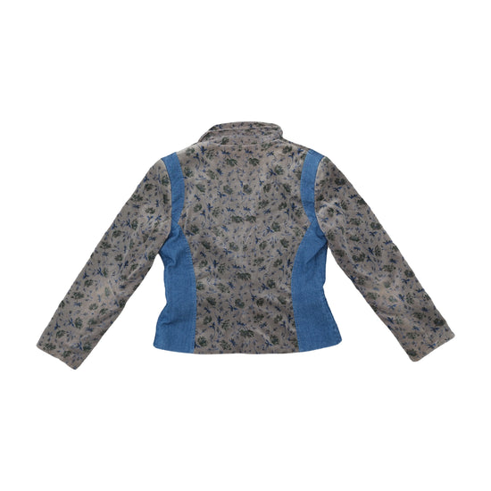T·A·N·I Blazer Floral Denim Panel Gray