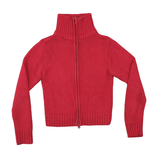 Specchio Zip-Up Knit Cardigan Deep Raspberry Red S